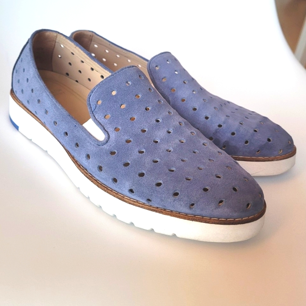 Johnston & Murphy | Blue Womens Suede Slip On Shoes | Leather Upper | Size 8.5